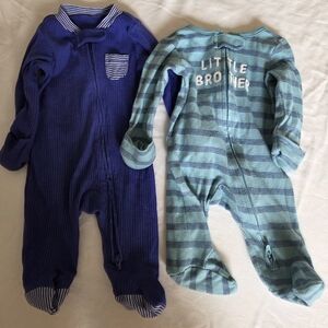 Carter's Blue and Teal Striped Footies Set
